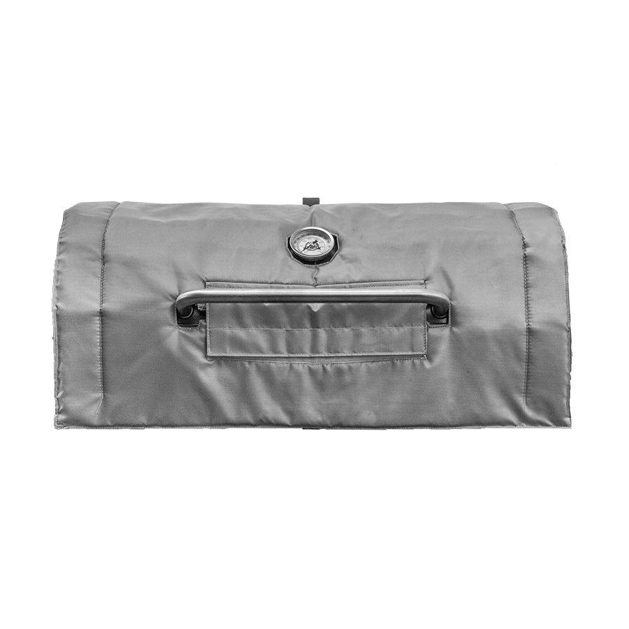 silver bbq grill insulated blanket for cold weather grilling on pit boss smoker. studio image