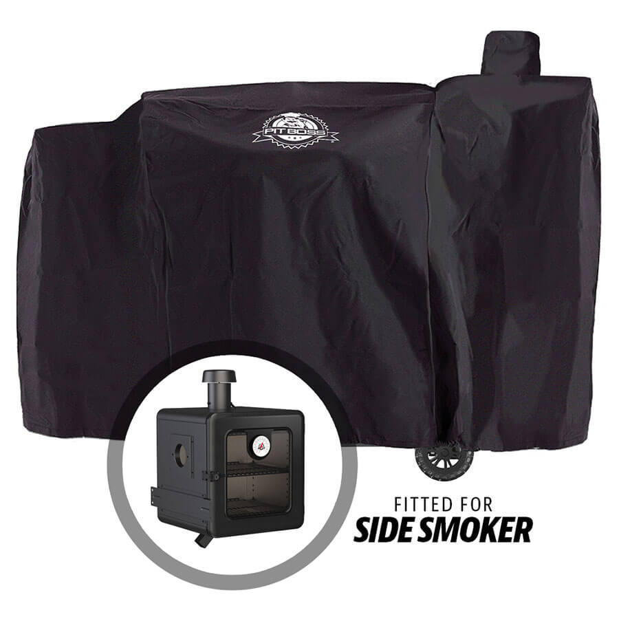 all black grill cover with white pit boss logo for 1000 series grills and fits side smoker