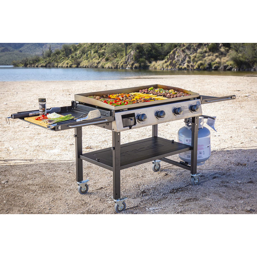 full griddle on sandy lake front beach