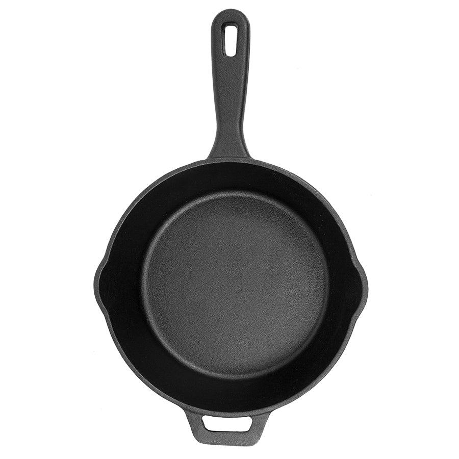 lifestyle_4, inside of 14in skillet. round, black cast iron