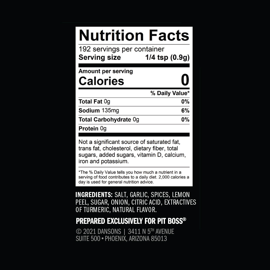 black label with white and black nutrition facts design