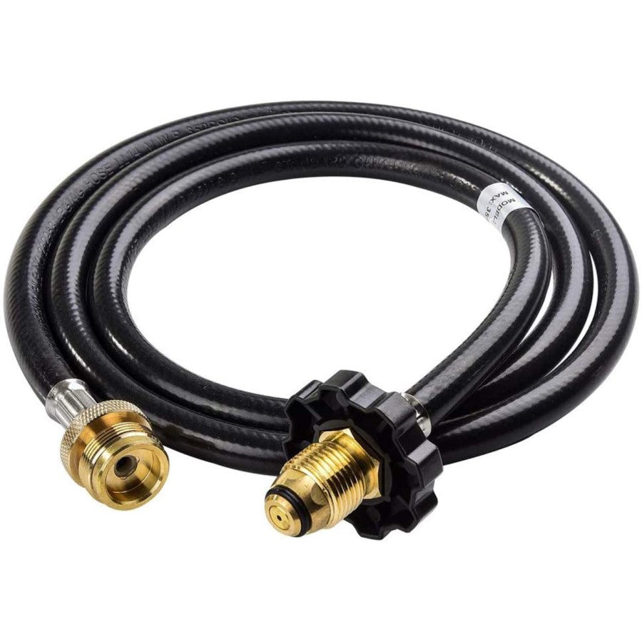 Propane Adapter Kit. Black adapter with gold accents