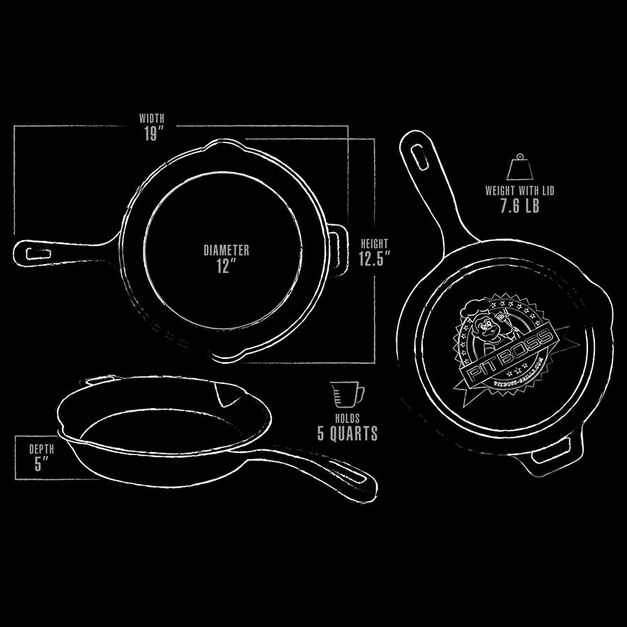Pit Boss® 12in Cast Iron Deep Skillet with Lid