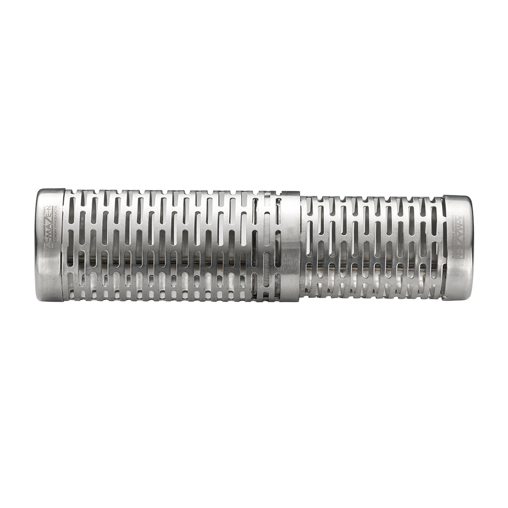 lifestyle_1, Silver, cylindrical smoker with holed for air. Partially expanded
