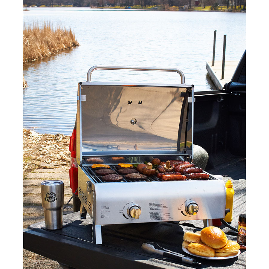 Pit Boss 2 Burner Portable Gas Griddle, Lightweight and portable Cast Iron  Griddle 