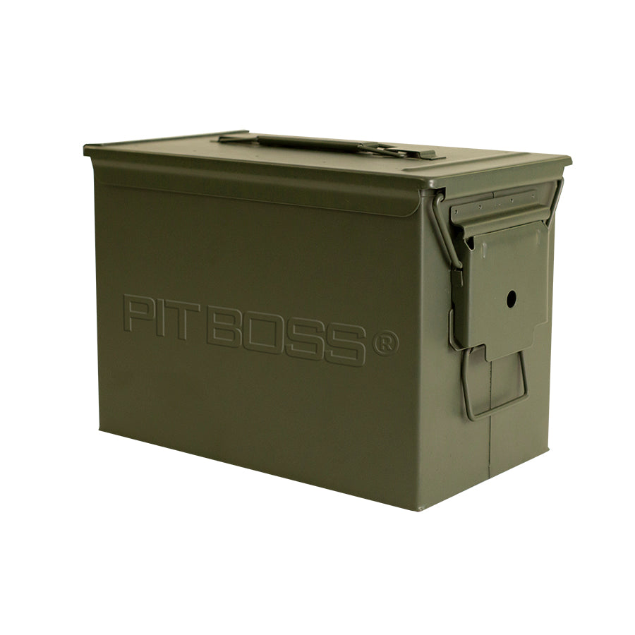army/olive green box with pit boss letter logo on side