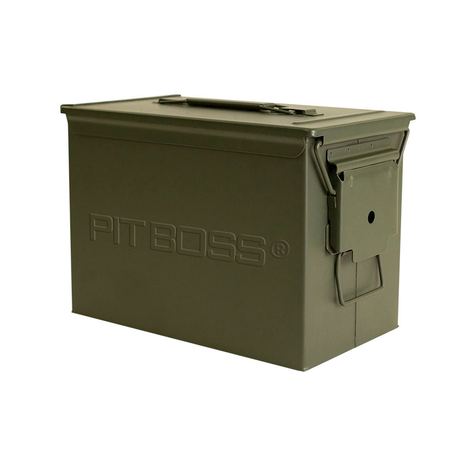 army/olive green box with lid and pit boss lettering on side