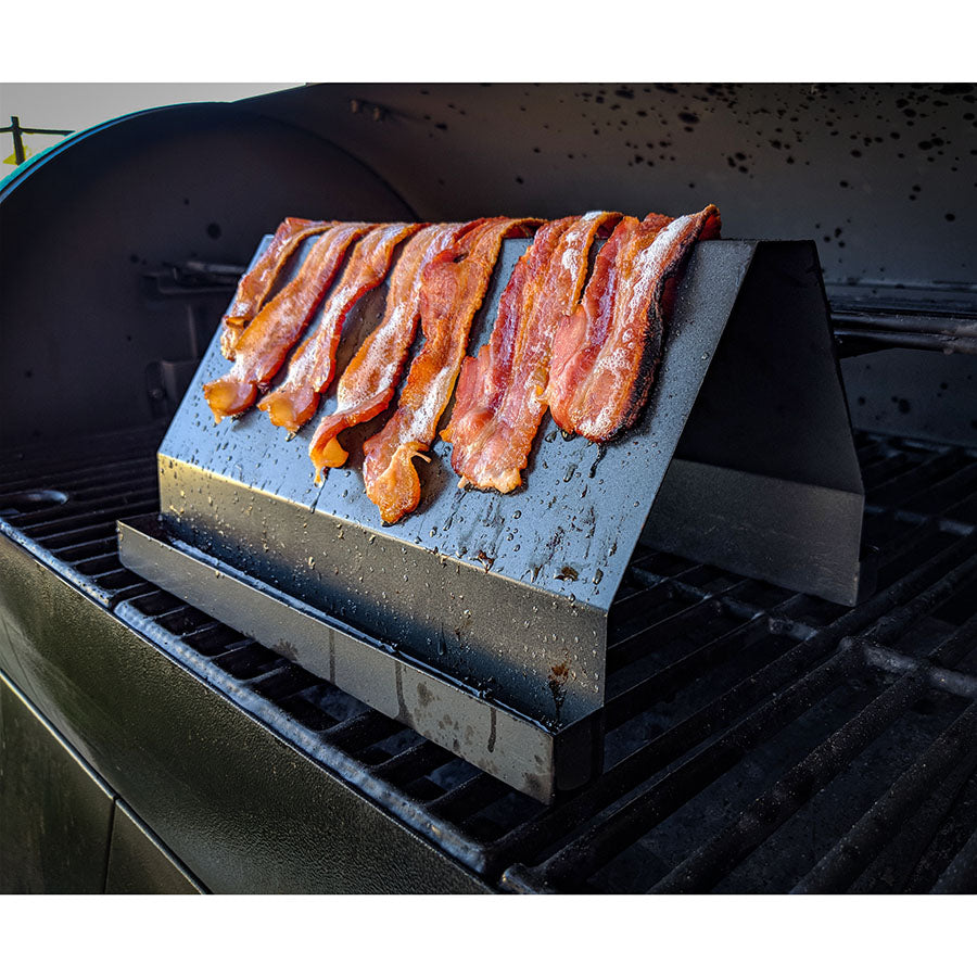 lifestyle_1, bacon draped over bacon rack and cooking on grill
