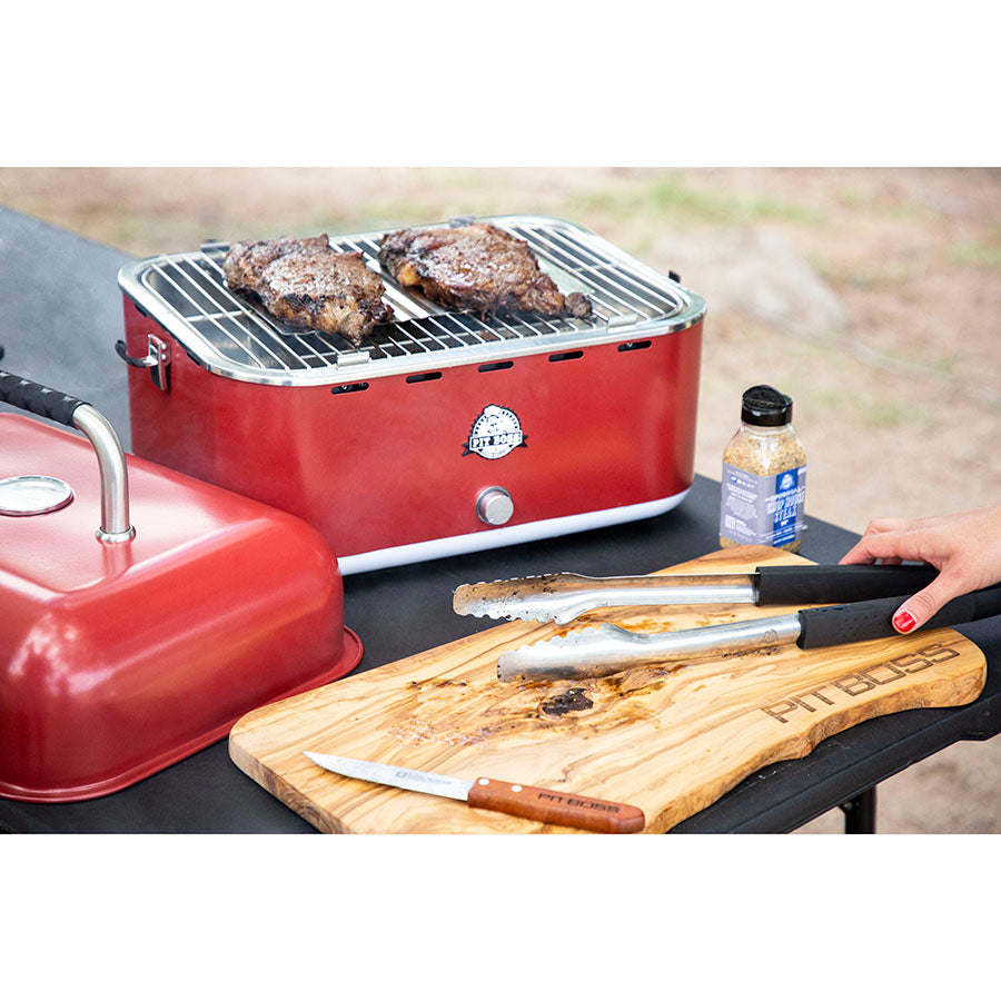 Pit Boss Pit Stop, Portable Charcoal Grill w/ Cover and Bag - Red