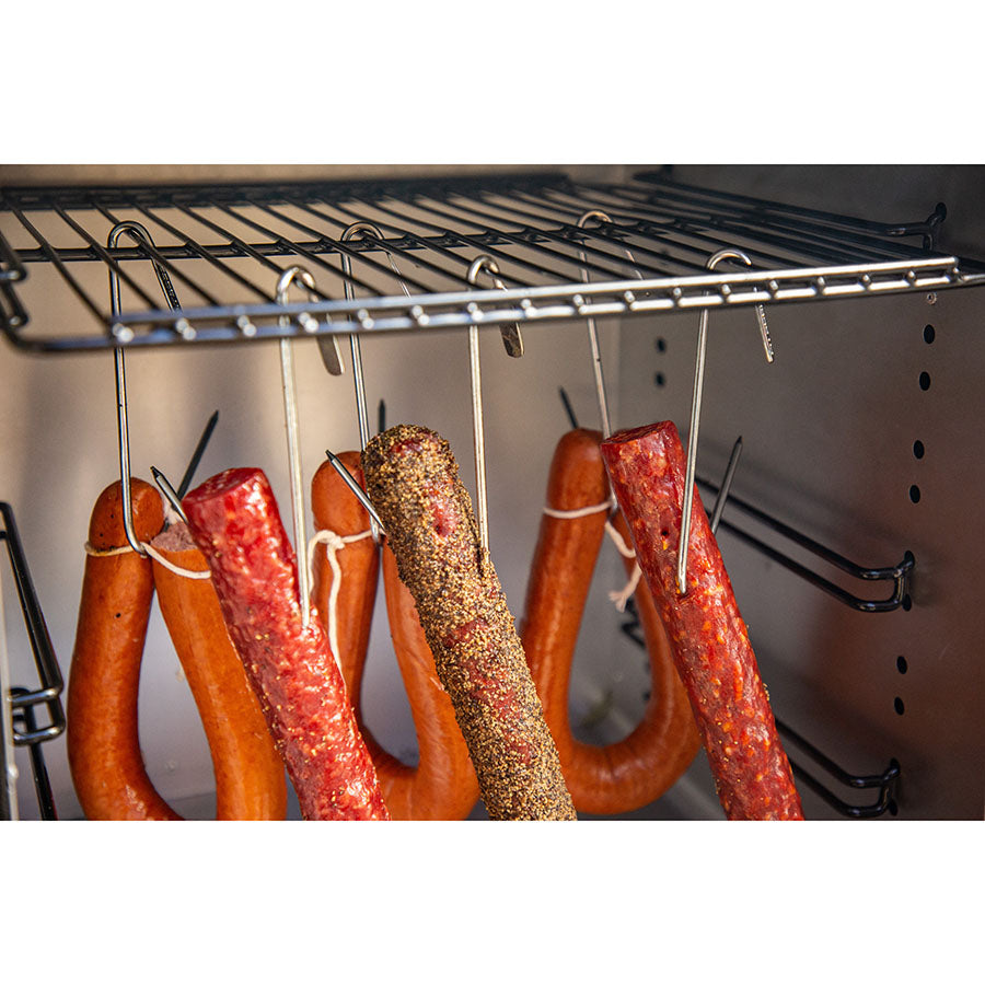 lifestyle_2, rows of sausages on hooks in smoker